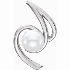 Platinum Cultured White Freshwater Pearl Pendant