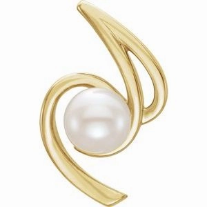 Platinum Cultured White Freshwater Pearl Pendant