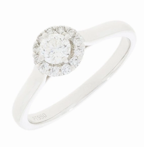 Platinum Round Brilliant Cut Diamond Halo Cluster Ring
