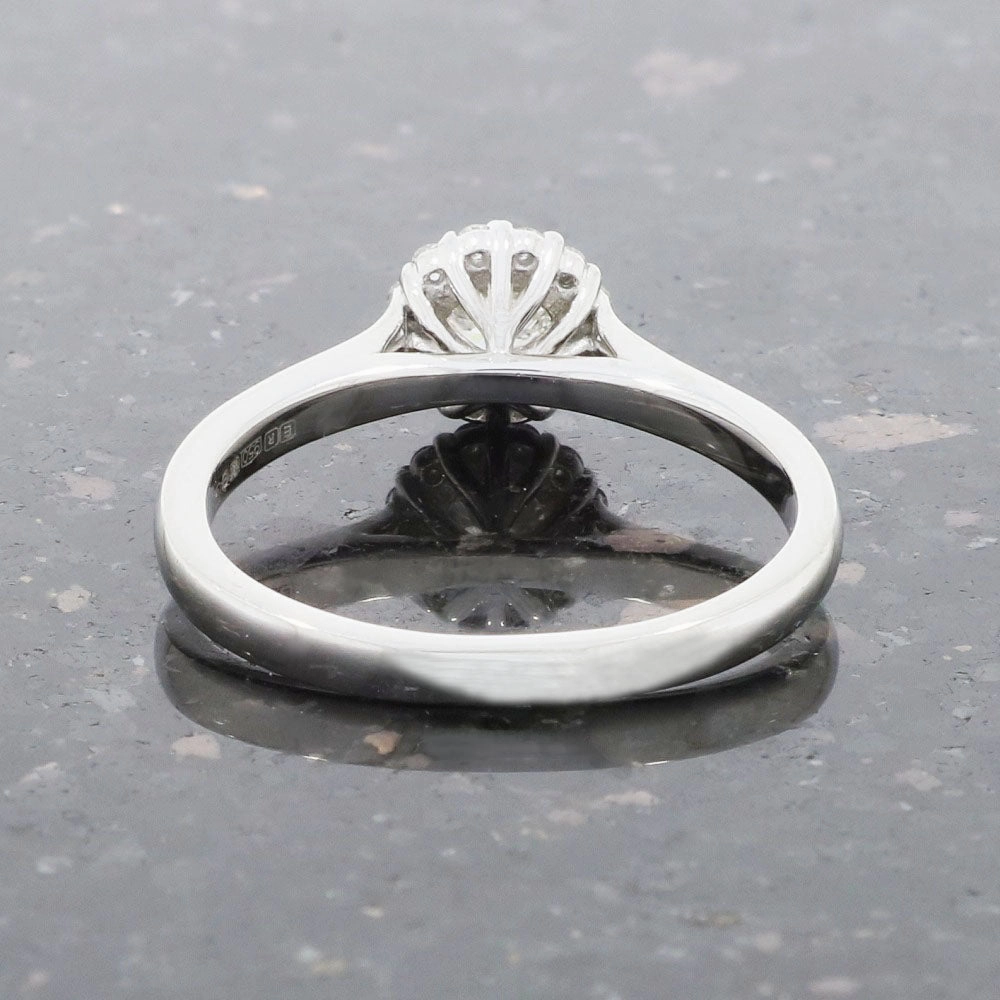Platinum Round Brilliant Cut Diamond Halo Cluster Ring