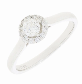 Platinum Round Brilliant Cut Diamond Halo Cluster Ring