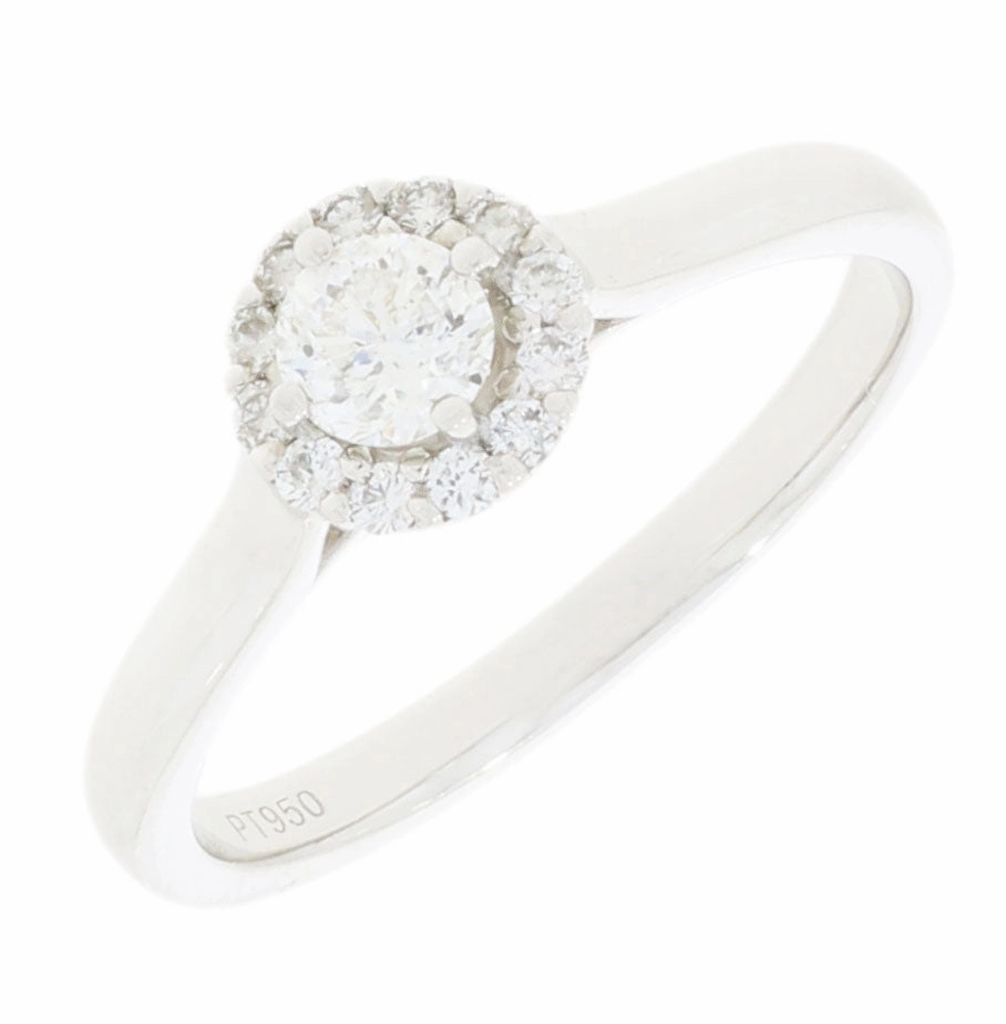 Platinum Round Brilliant Cut Diamond Halo Cluster Ring