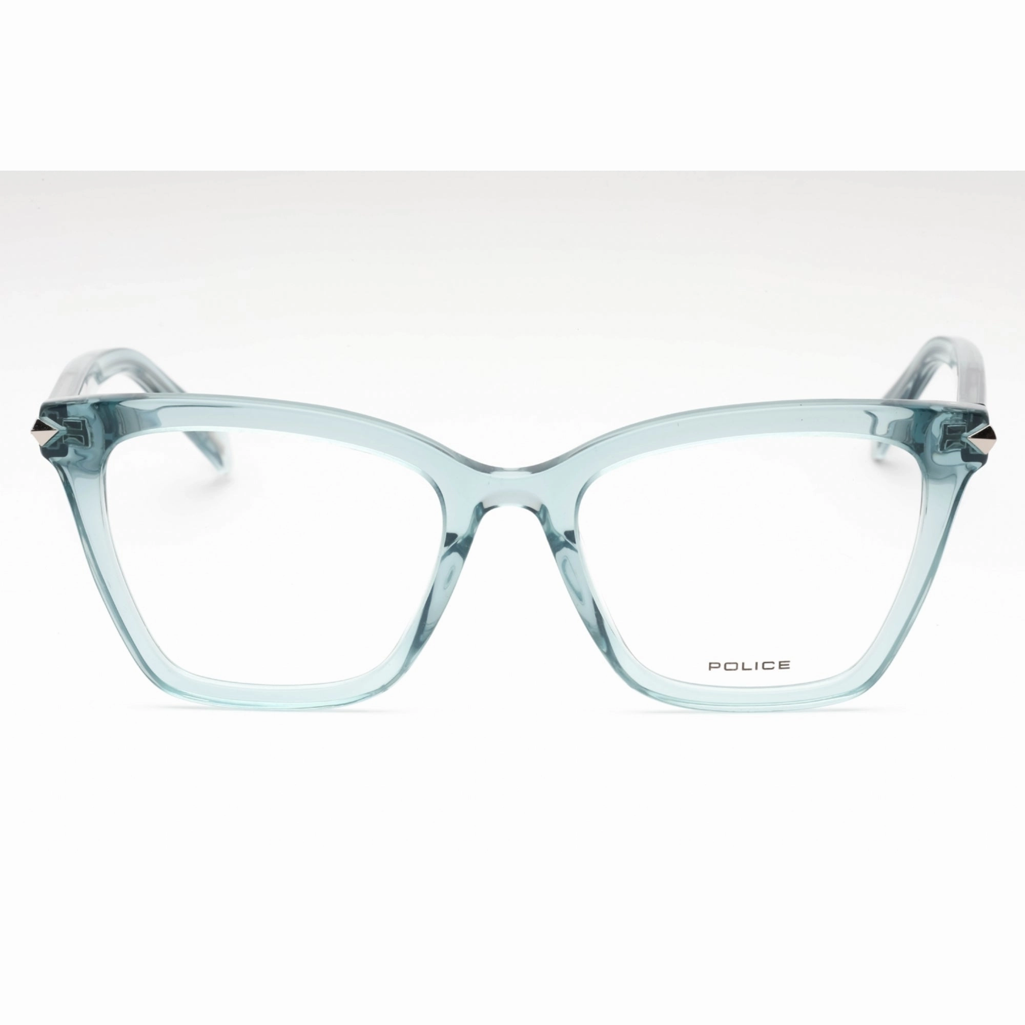 Police Women's Eyeglasses - Transparent Blue Plastic Cat Eye Shape Frame| VPLF29 06RL
