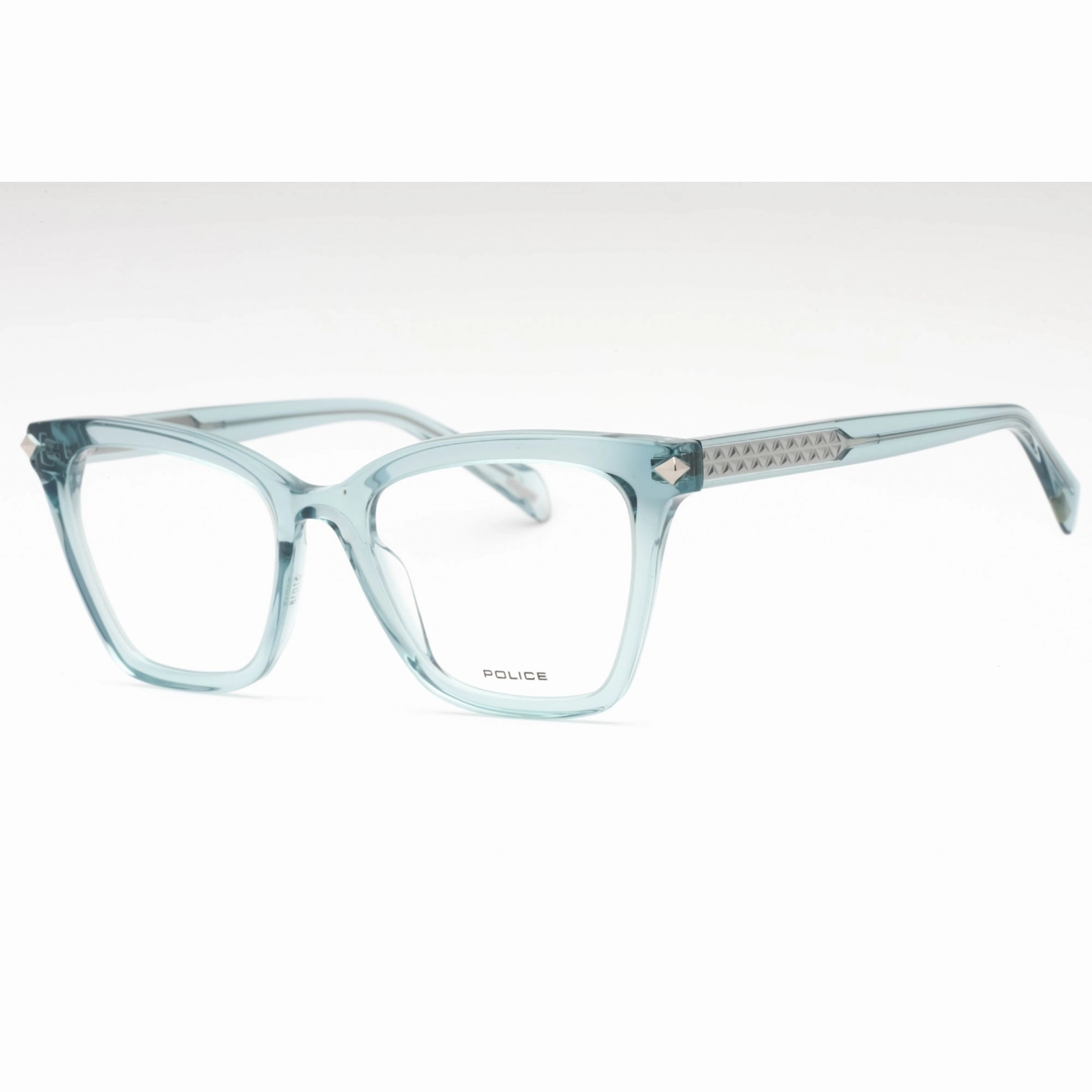 Police Women's Eyeglasses - Transparent Blue Plastic Cat Eye Shape Frame| VPLF29 06RL