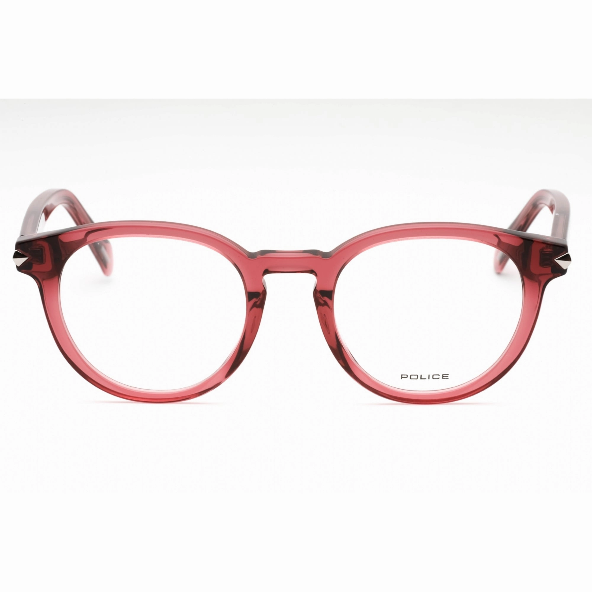 Police Women's Eyeglasses - Transparent Burgundy Plastic Round Frame | VPLF30 01CK