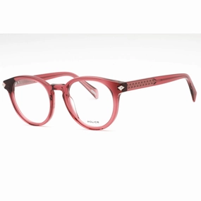 Police Women's Eyeglasses - Transparent Burgundy Plastic Round Frame | VPLF30 01CK