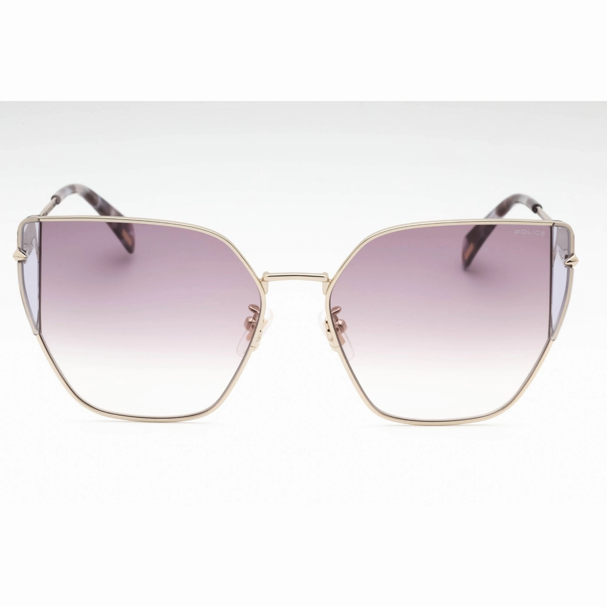 Police Women's Sunglasses - Shiny Light Gold Metal Cat Eye Full Rim | SPLL38 594Y
