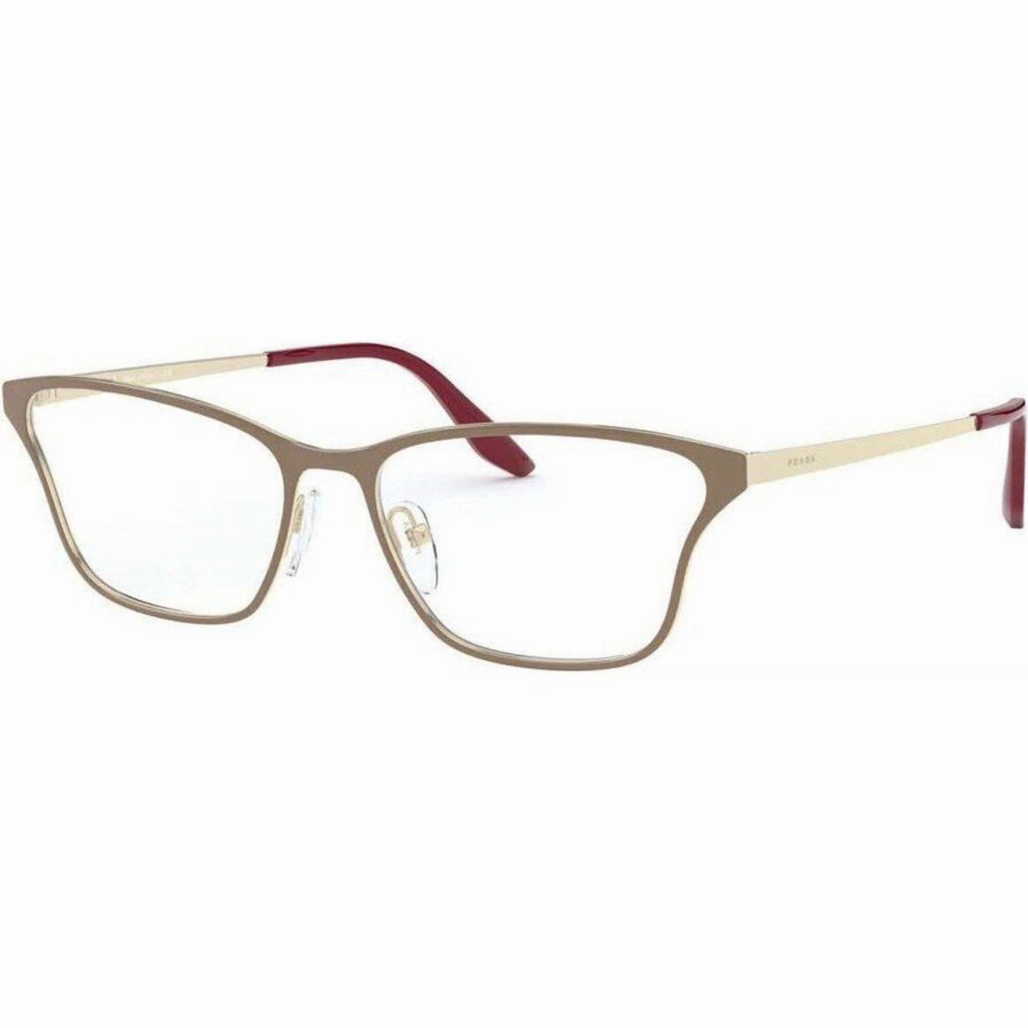 Prada Women's Eyeglasses - Top Beige Pale Gold Square Frame | PRADA 0PR60XV 5541O153