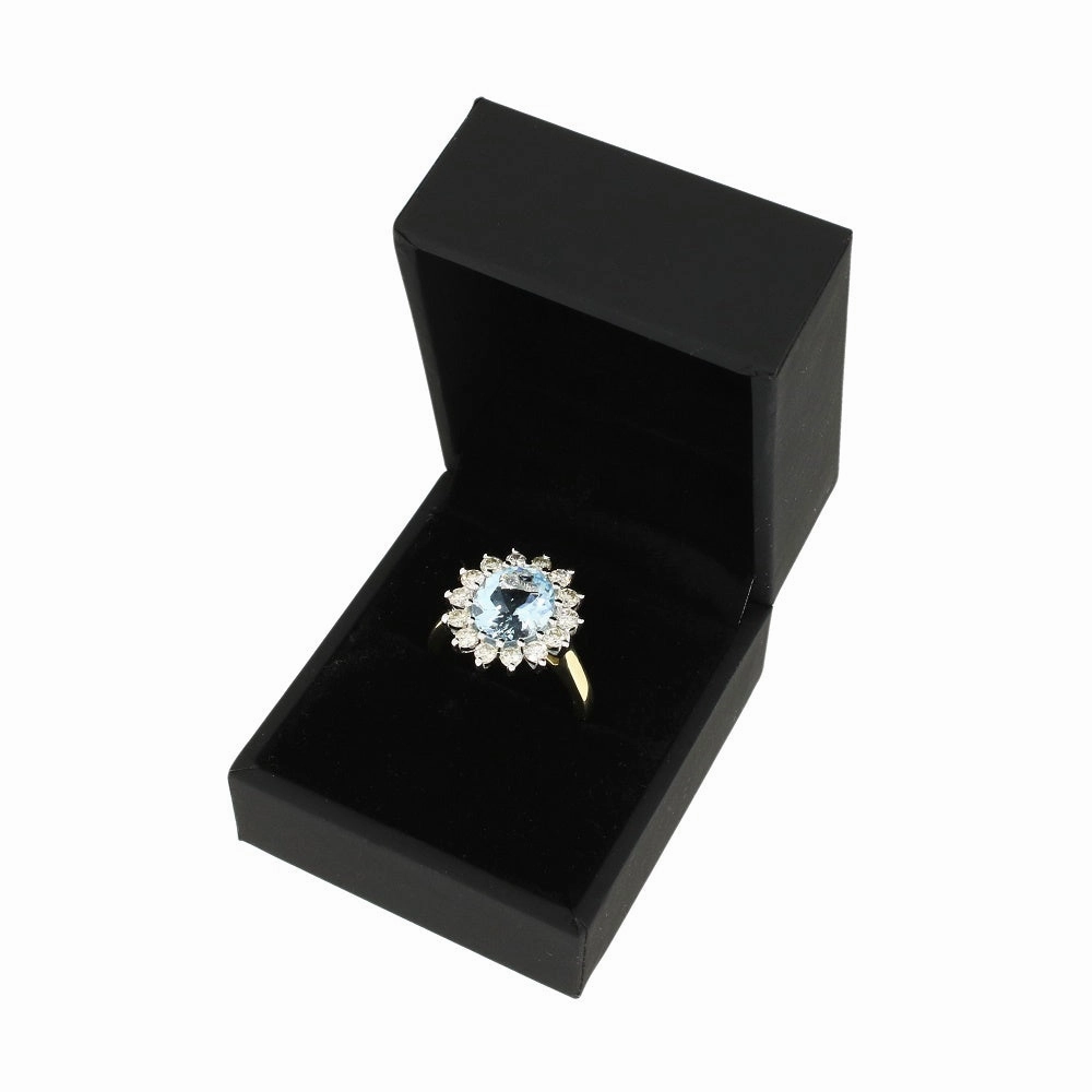 Pre Owned 14ct Yellow Gold 2.45ct Aquamarine and 0.95cts Diamond Cluster Ring