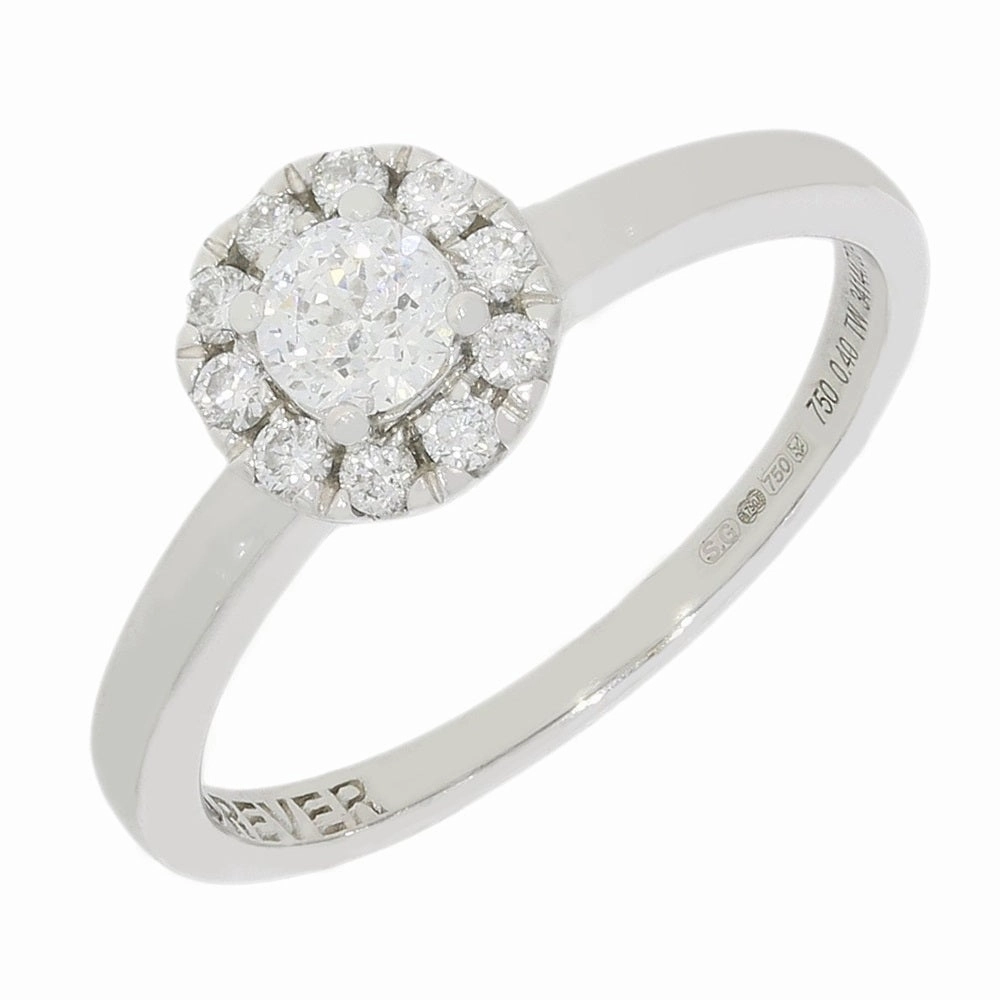 Pre Owned 18ct White Gold 0.40cts Diamond Halo Ring