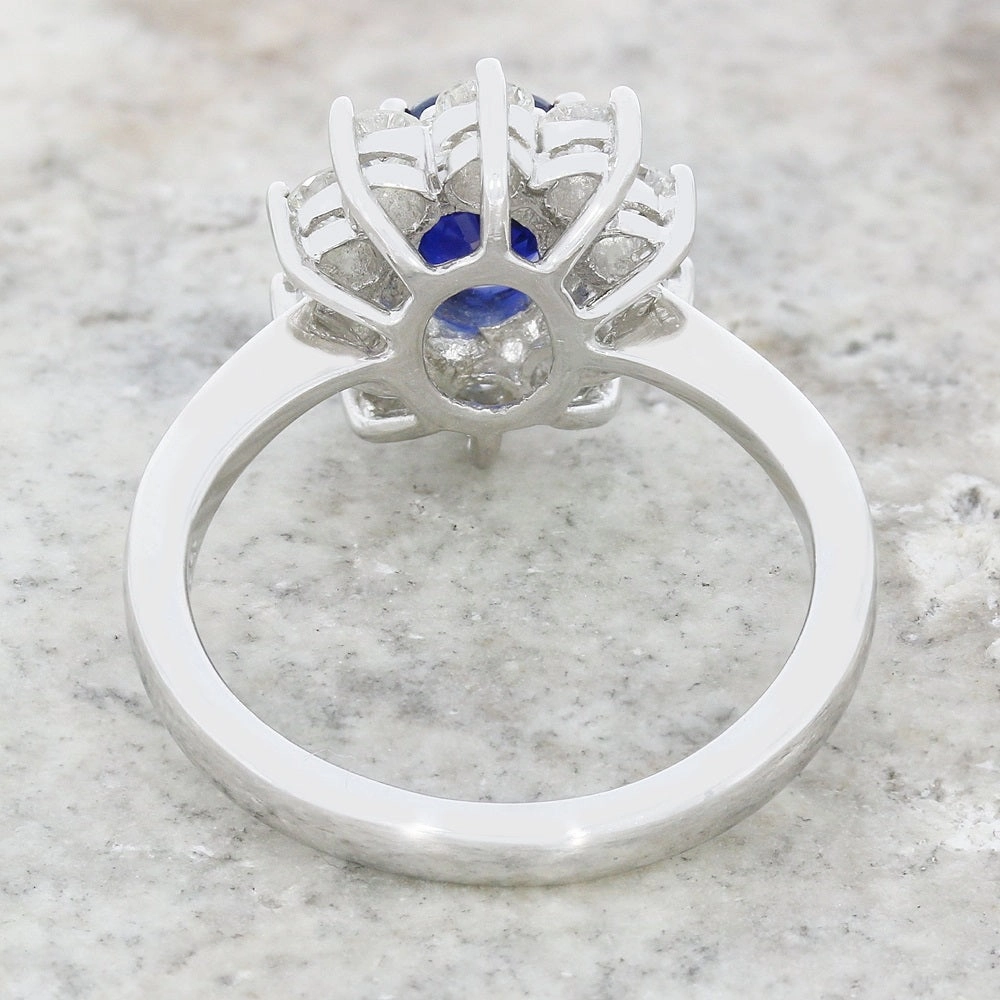 Pre Owned 18ct White Gold 1.20cts Sapphire & 0.96cts Diamond Cluster Ring
