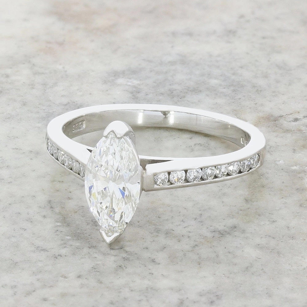 Pre Owned 18ct White Gold Marquise Cut 0.70cts Diamond Ring
