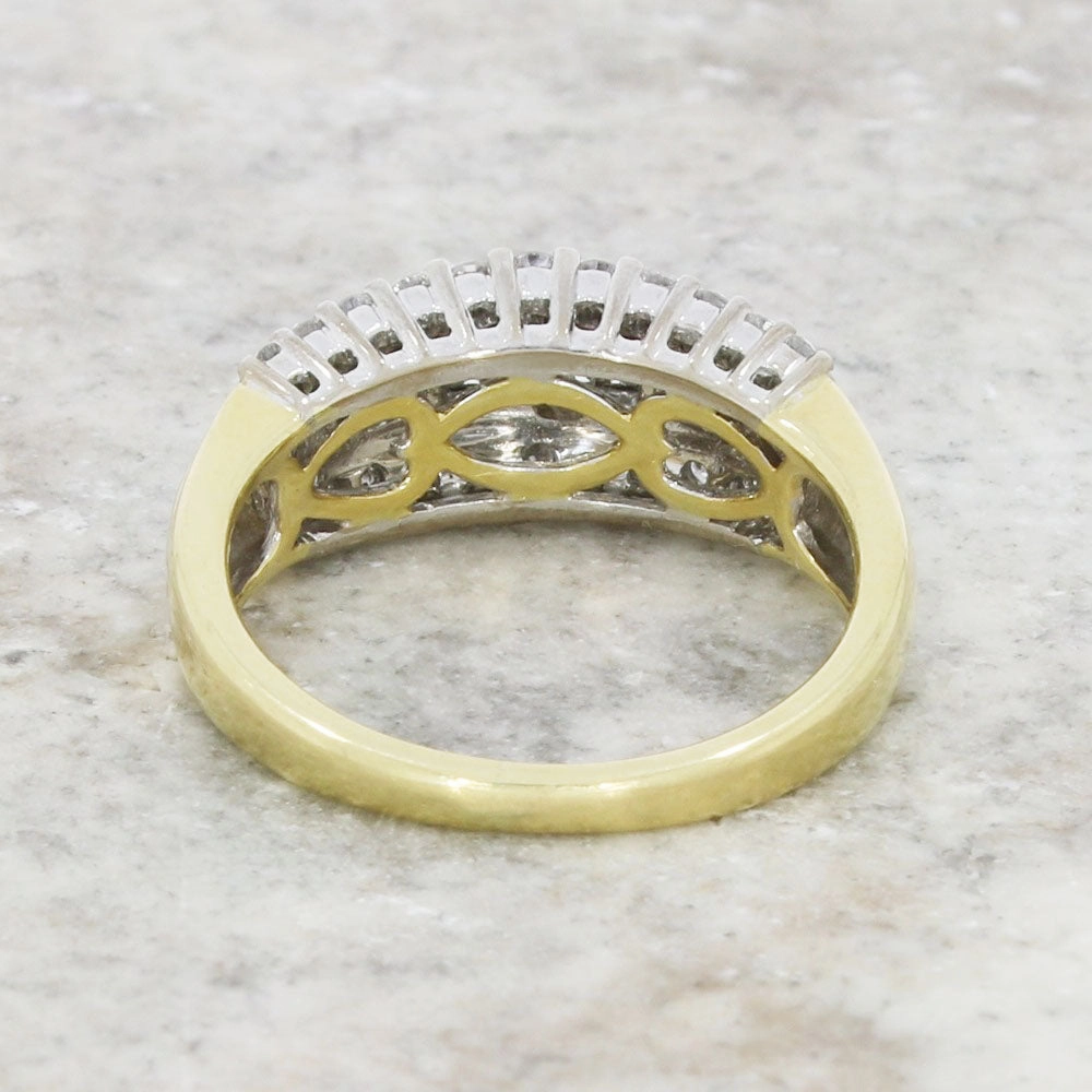 Pre Owned 18ct Yellow Gold 0.60cts Diamond Triple Row Dress Ring