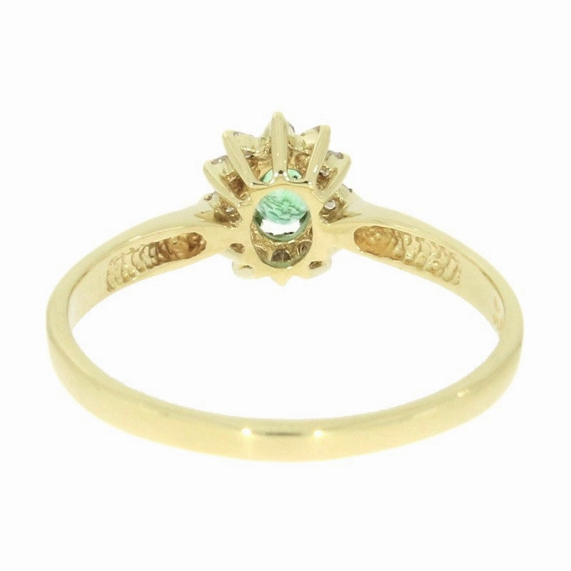 Pre Owned 18ct Yellow Gold Emerald And Diamond Cluster Ring