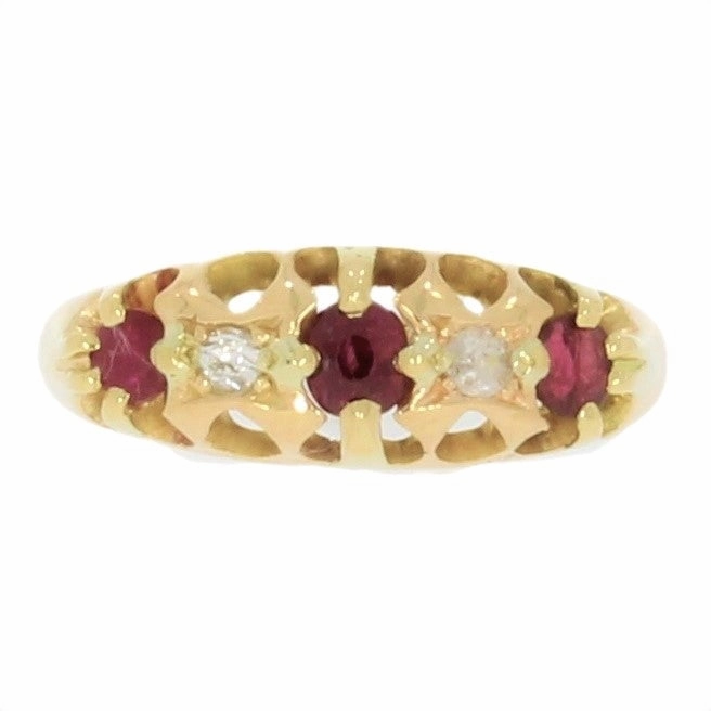 Pre Owned 18ct Yellow Gold Ruby & Diamond Vintage Ring