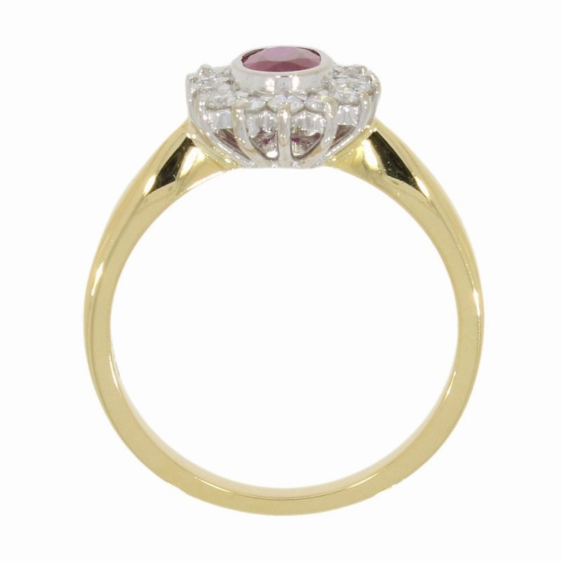 Pre Owned 18ct Yellow Gold Ruby And Diamond Cluster Ring