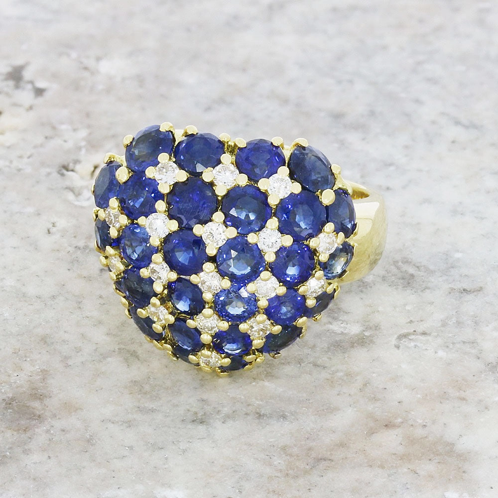 Pre Owned 18ct Yellow Gold Sapphire and Diamond Heart Cluster Ring