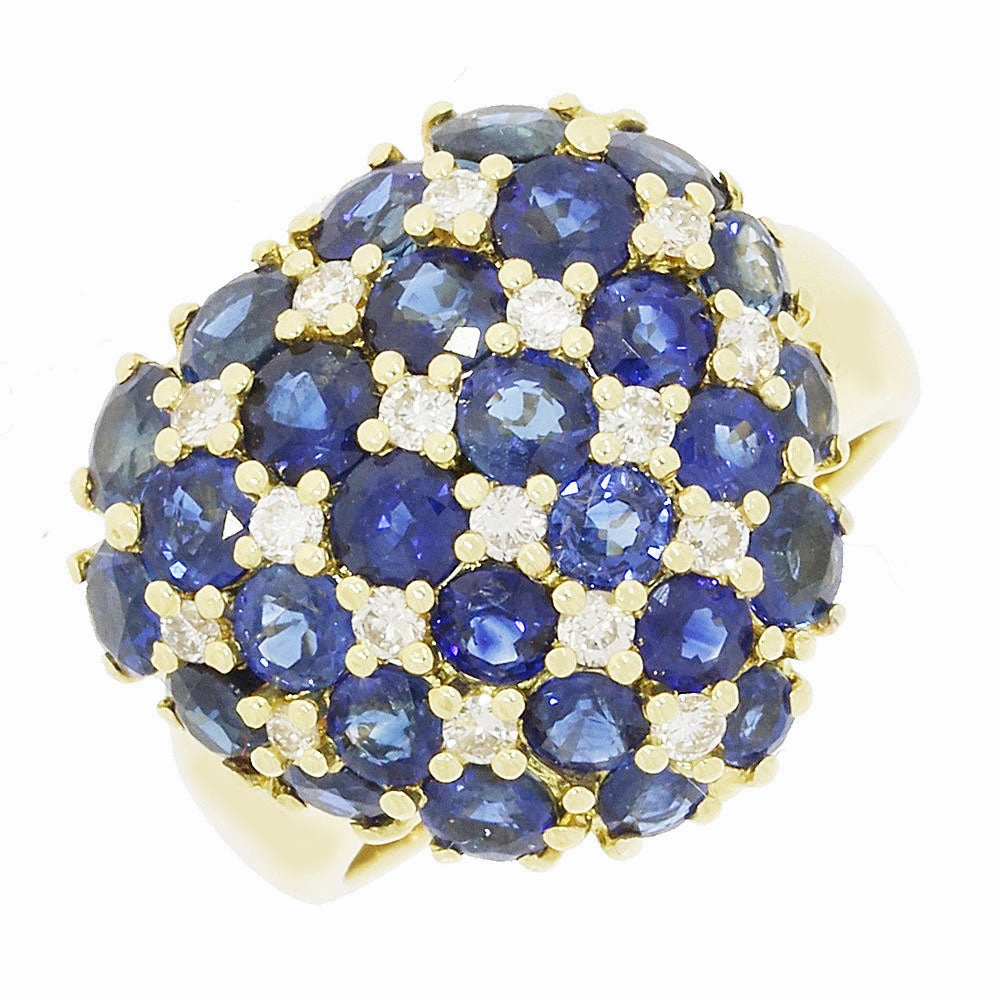 Pre Owned 18ct Yellow Gold Sapphire and Diamond Heart Cluster Ring