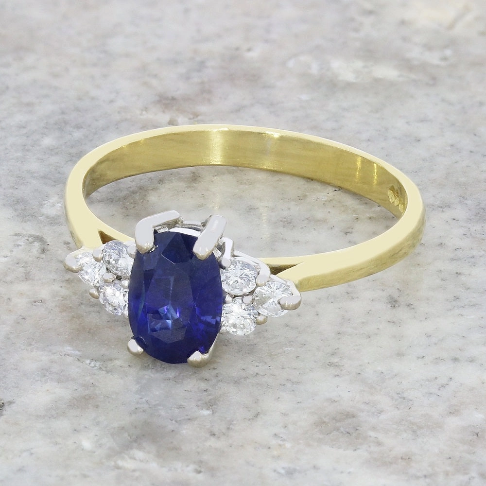 Pre Owned 18ct Yellow Gold Sapphire and Diamond Ring