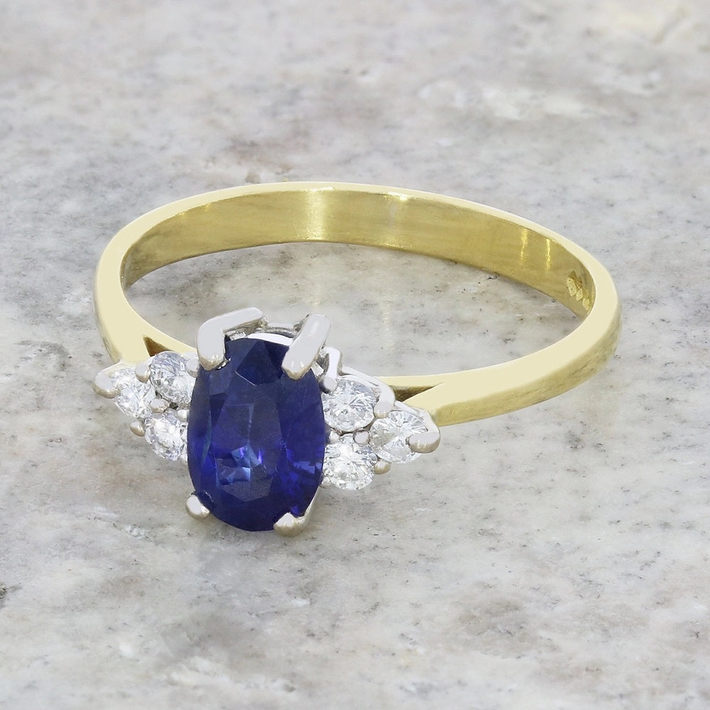 Pre Owned 18ct Yellow Gold Sapphire and Diamond Ring