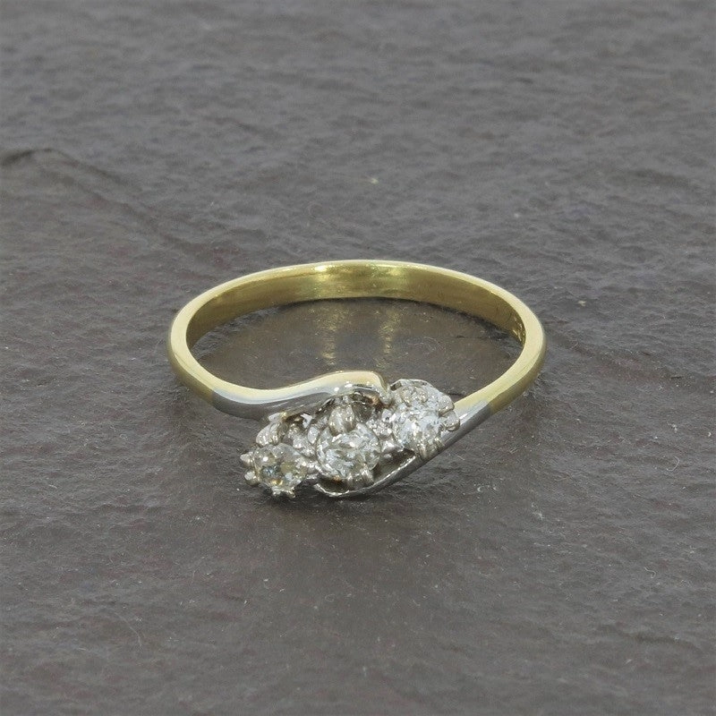 Pre Owned 18ct Yellow Gold Three Stone 0.23cts Diamond Ring