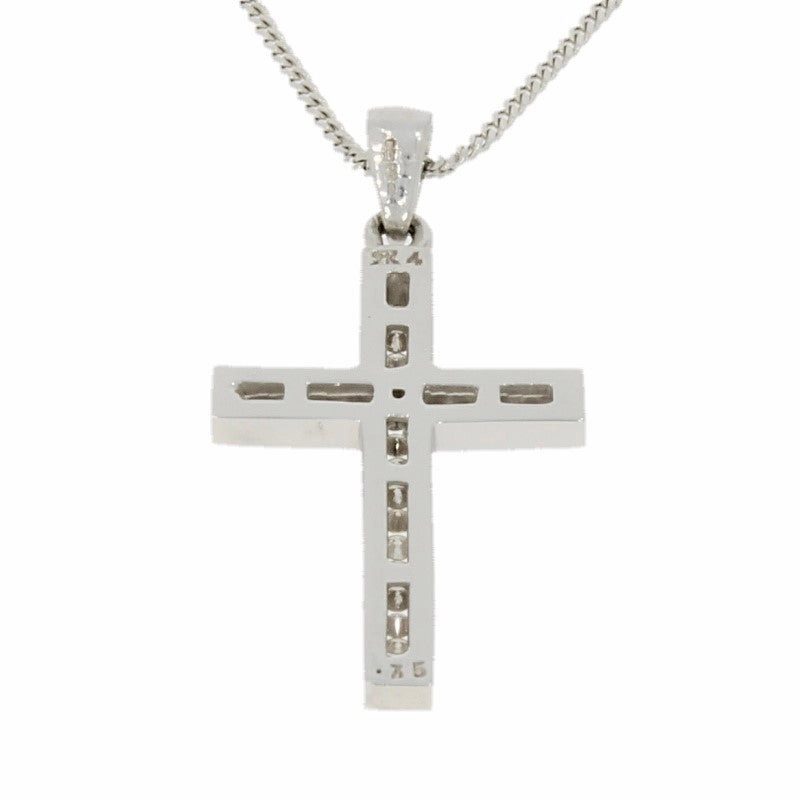 Pre Owned 9ct White Gold 0.25ct Diamond Set Cross Pendant And Chain Necklace