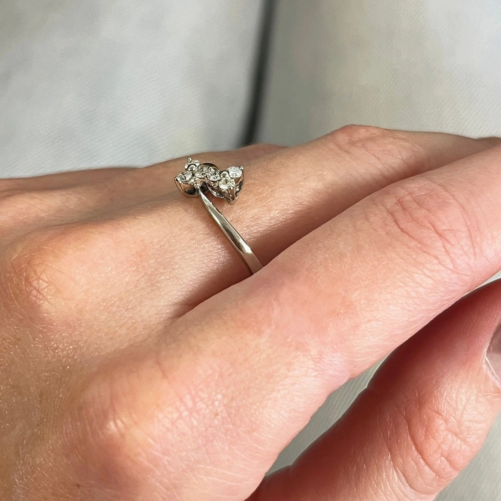 Pre Owned 9ct Yellow and White Gold 0.25cts Brilliant Cut Diamond Cluster Ring