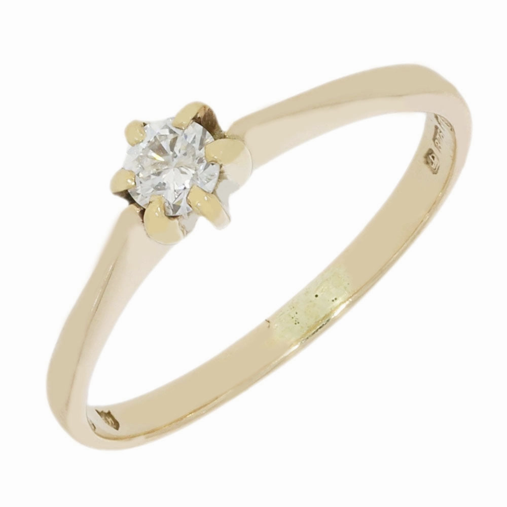 Pre Owned 9ct Yellow Gold 0.10cts Diamond Solitaire Ring