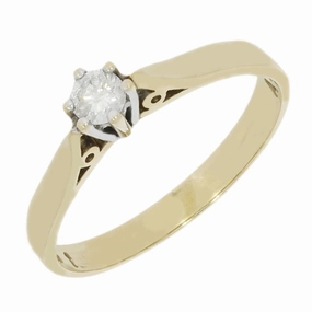Pre Owned 9ct Yellow Gold 0.15cts Diamond Solitaire Ring