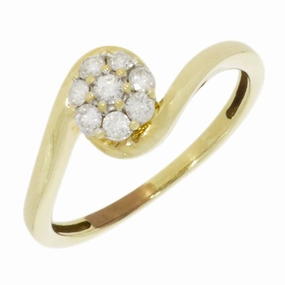 Pre Owned 9ct Yellow Gold 0.20cts Diamond Cluster Ring