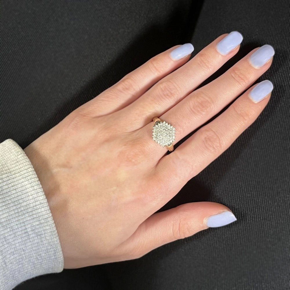 Pre Owned 9ct Yellow Gold 0.35cts Diamond Cluster Ring