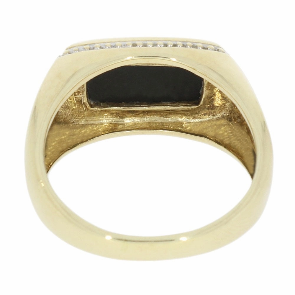 Pre Owned 9ct Yellow Gold Black Onyx Mens Signet Ring