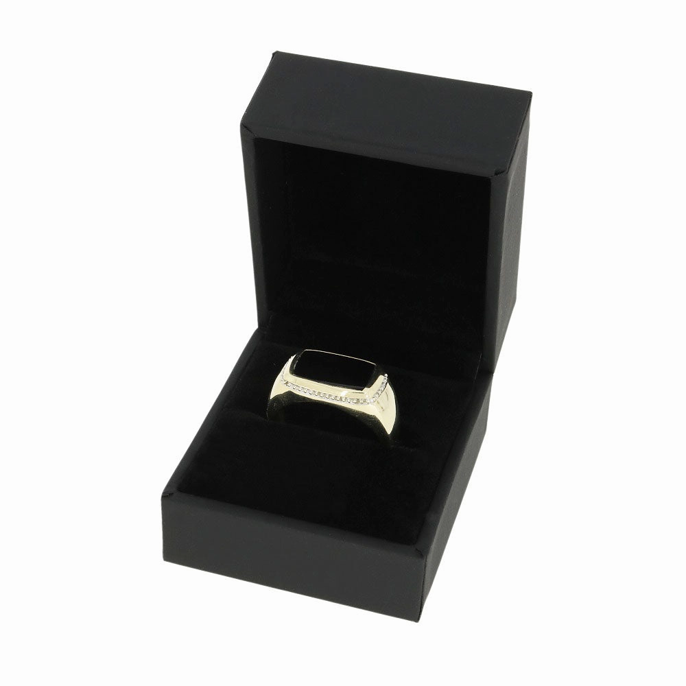 Pre Owned 9ct Yellow Gold Black Onyx Mens Signet Ring