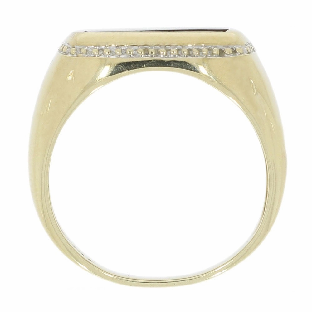 Pre Owned 9ct Yellow Gold Black Onyx Mens Signet Ring
