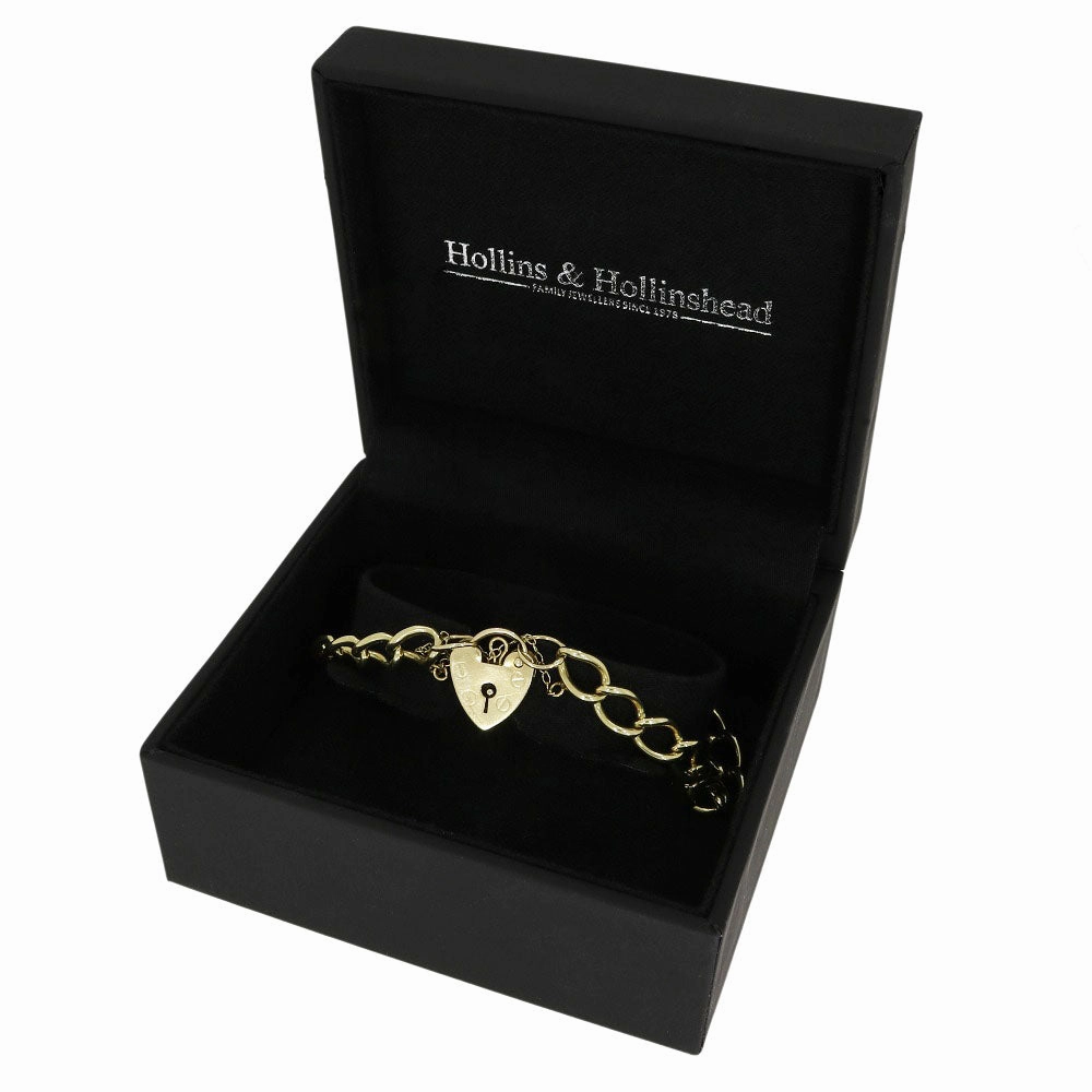 Pre Owned 9ct Yellow Gold Charm Bracelet With Padlock Fasten