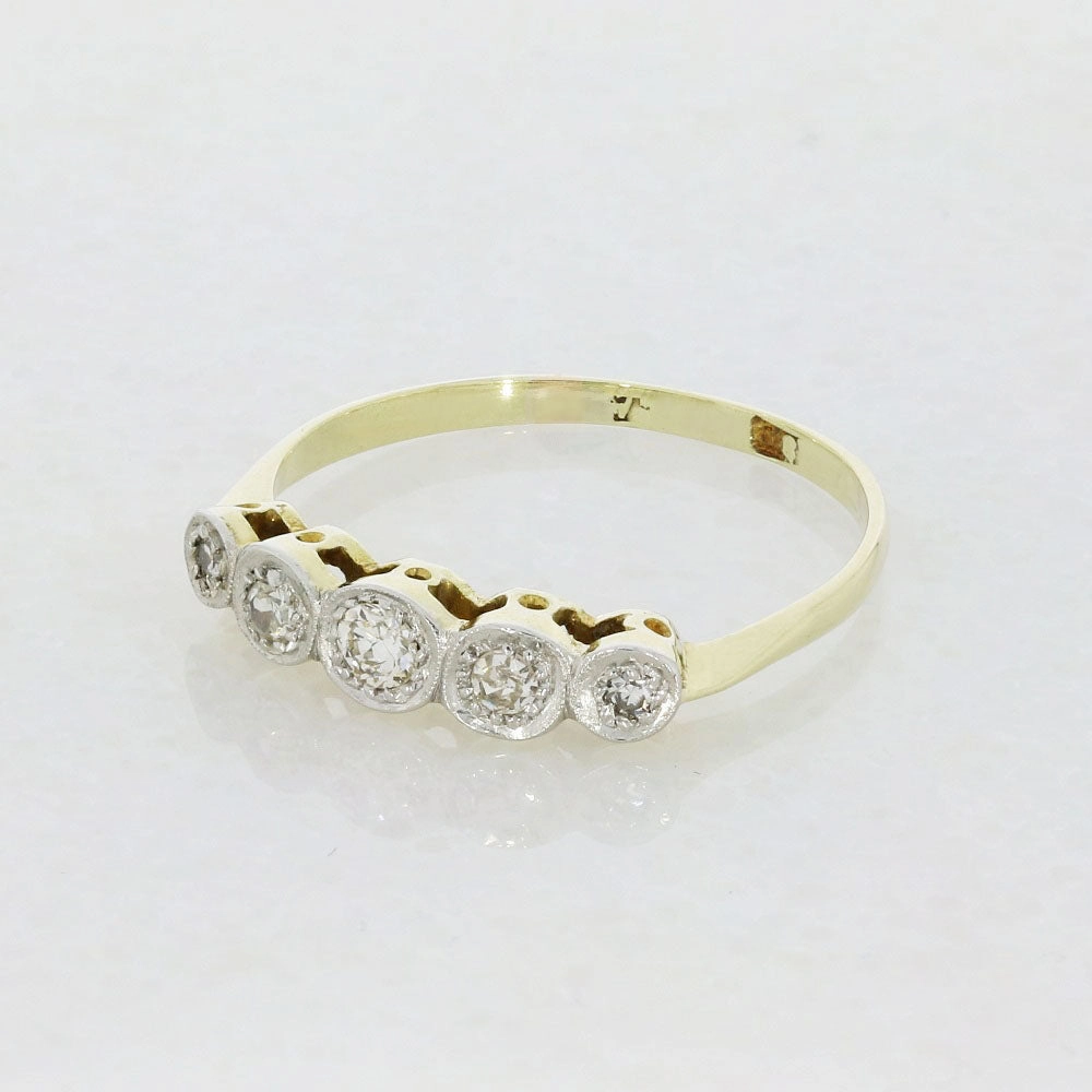 Pre Owned 9ct Yellow Gold Diamond Half Eternity Vintage Ring