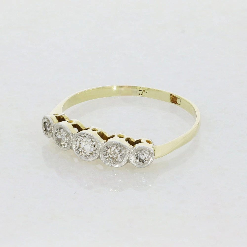 Pre Owned 9ct Yellow Gold Diamond Half Eternity Vintage Ring