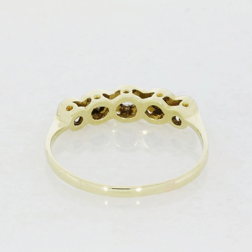 Pre Owned 9ct Yellow Gold Diamond Half Eternity Vintage Ring