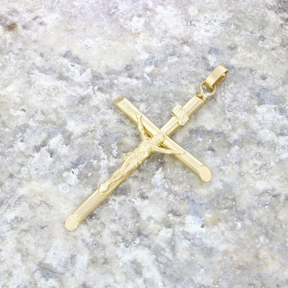 Pre Owned 9ct Yellow Gold Large Crucifix Cross Pendant