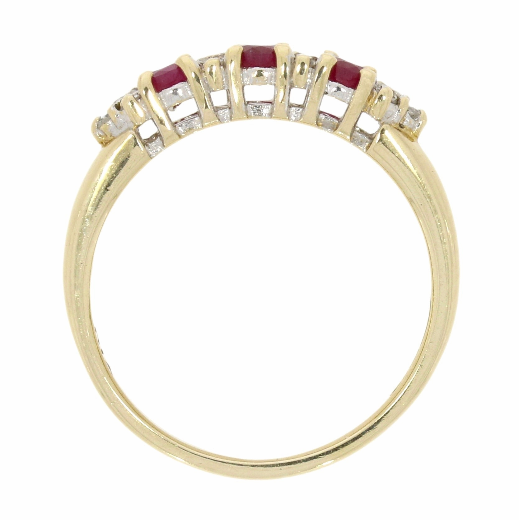 Pre Owned 9ct Yellow Gold Ruby and Diamond Half Eternity Ring
