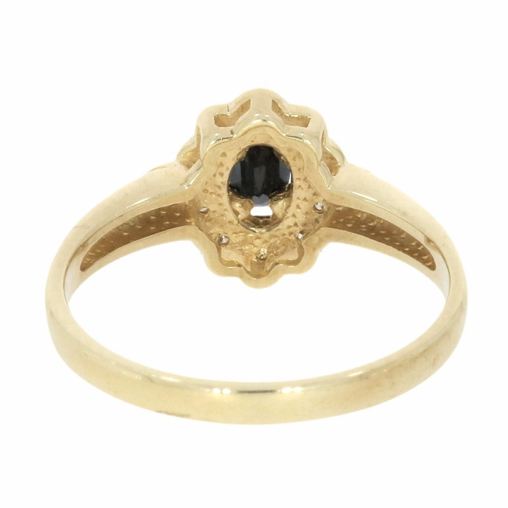 Pre Owned 9ct Yellow Gold Sapphire and 0.25cts Diamond Cluster Ring