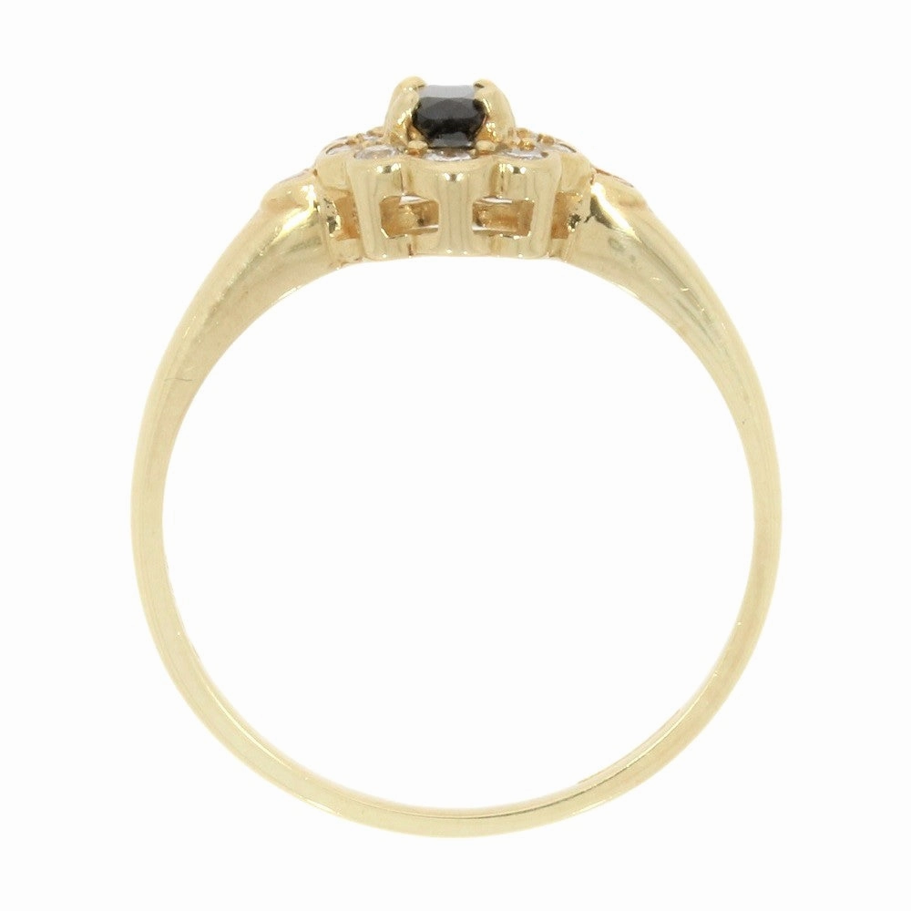 Pre Owned 9ct Yellow Gold Sapphire and 0.25cts Diamond Cluster Ring