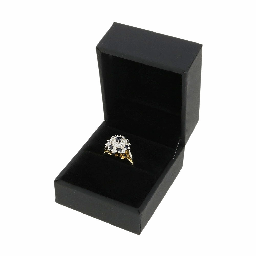Pre Owned 9ct Yellow Gold Sapphire and 0.45cts Diamond Cluster Ring