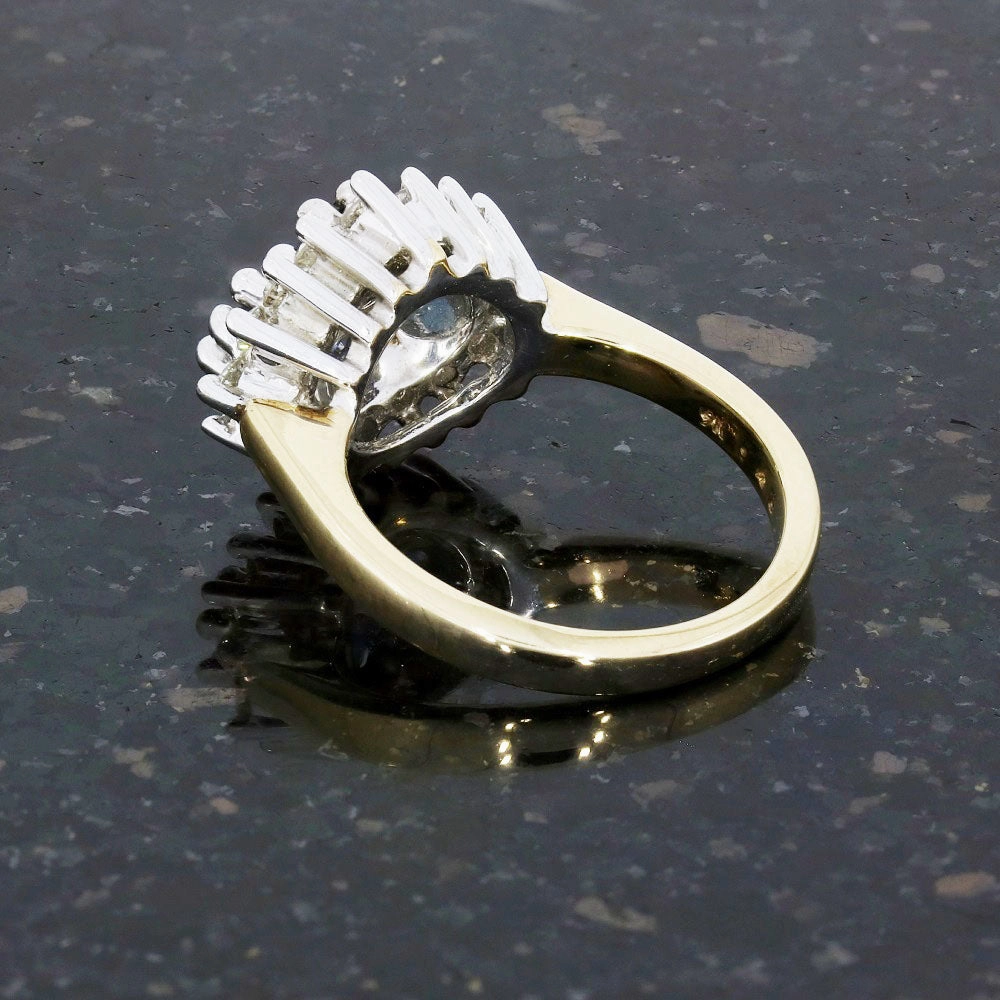 Pre Owned 9ct Yellow Gold Sapphire And 0.48cts Diamond Cluster Ring
