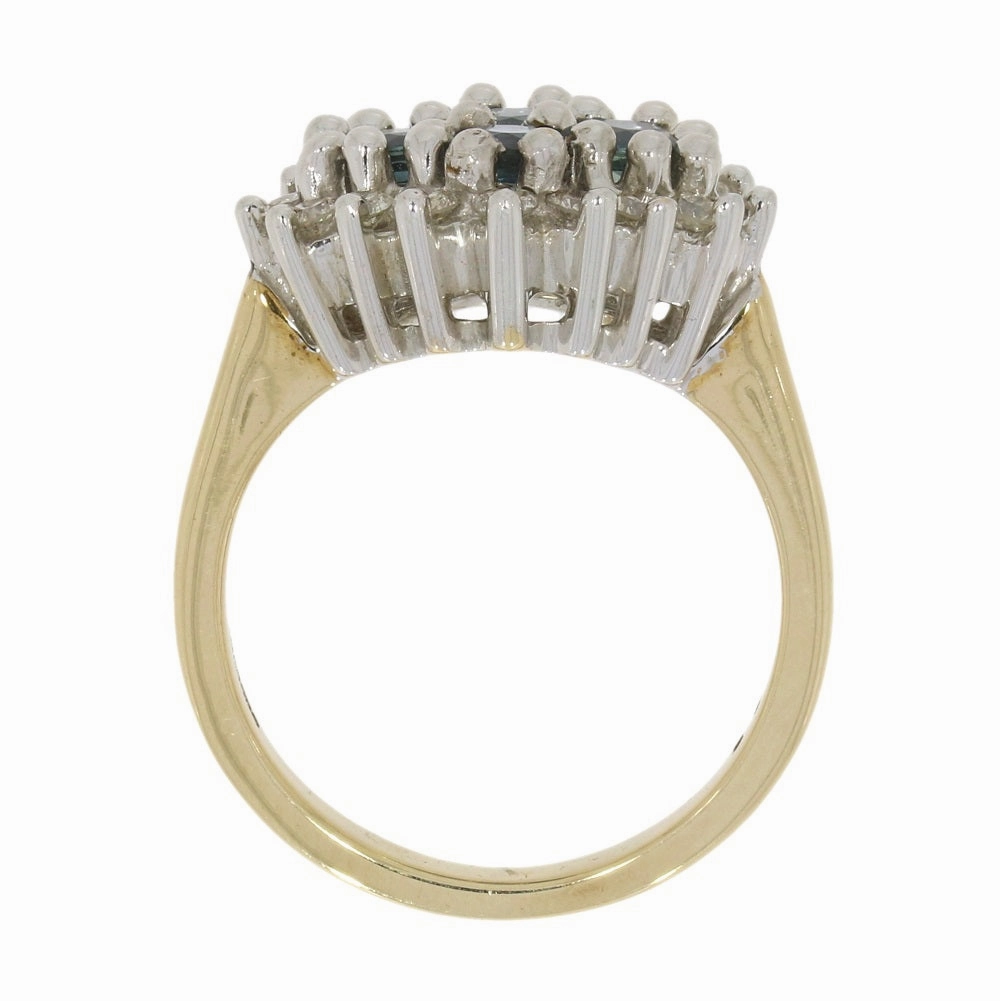 Pre Owned 9ct Yellow Gold Sapphire And 0.48cts Diamond Cluster Ring