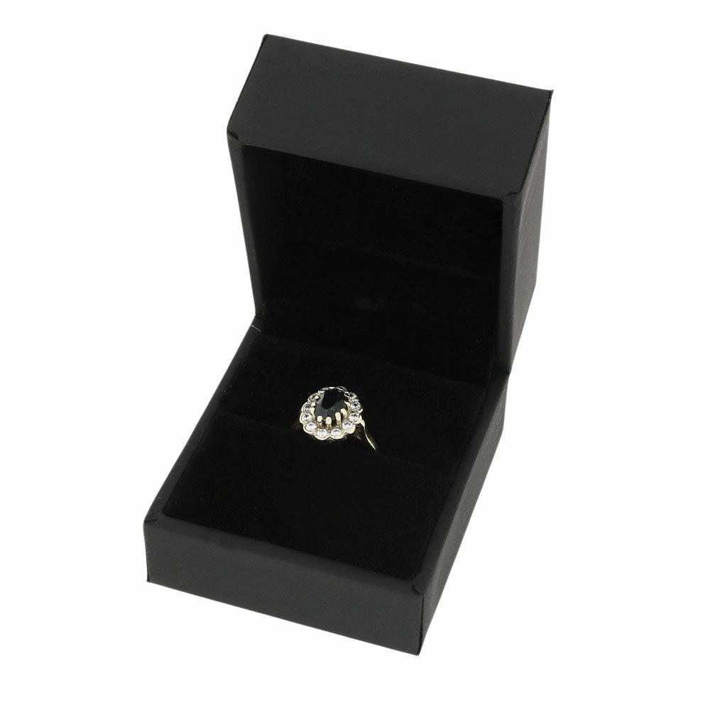 Pre Owned 9ct Yellow Gold Sapphire and Cubic Zirconia Cluster Ring