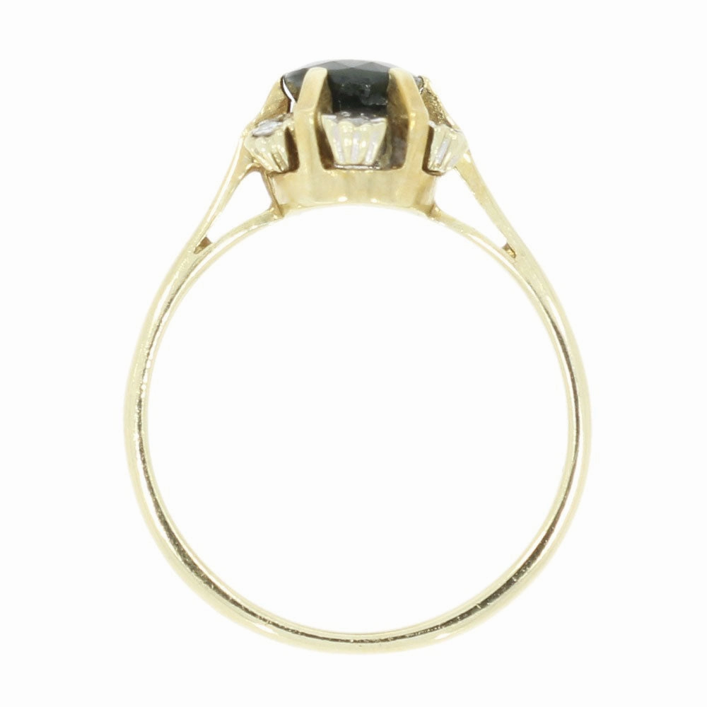 Pre Owned 9ct Yellow Gold Sapphire and Diamond Cluster Ring