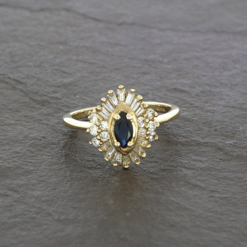 Pre Owned 9ct Yellow Gold Sapphire And Diamond Cluster Ring