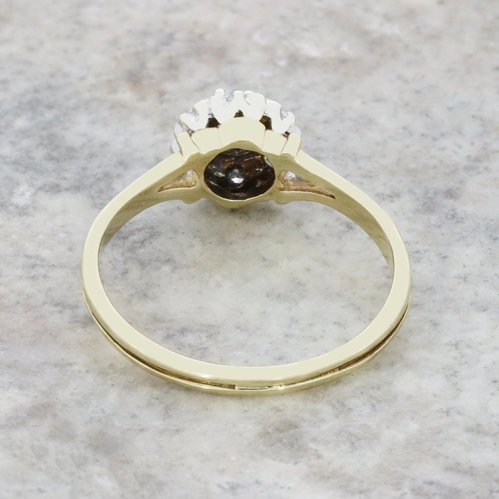 Pre Owned 9ct Yellow Gold Sapphire and Diamond Cluster Ring