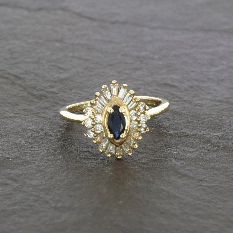 Pre Owned 9ct Yellow Gold Sapphire And Diamond Cluster Ring